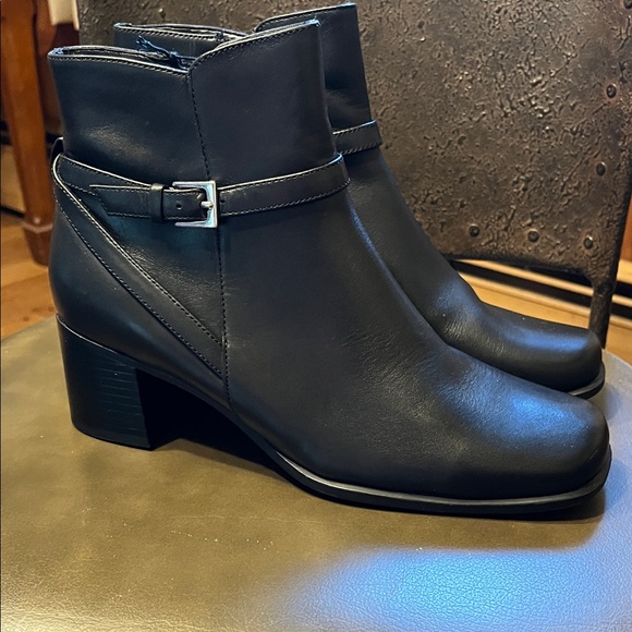 Black Leather Ankle Boots - Picture 1 of 4